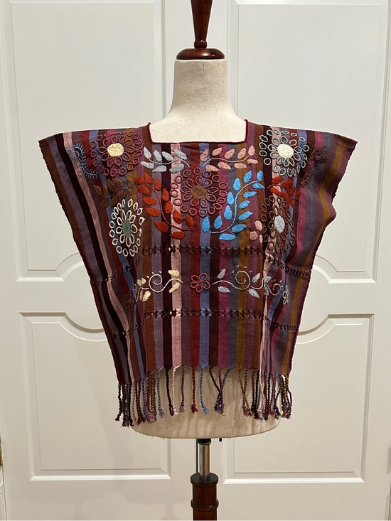 PC# K-2517 Tops - Rococo embroidery, backstrap loom weavings Chiapas huipil Blouse. 100% handmade.